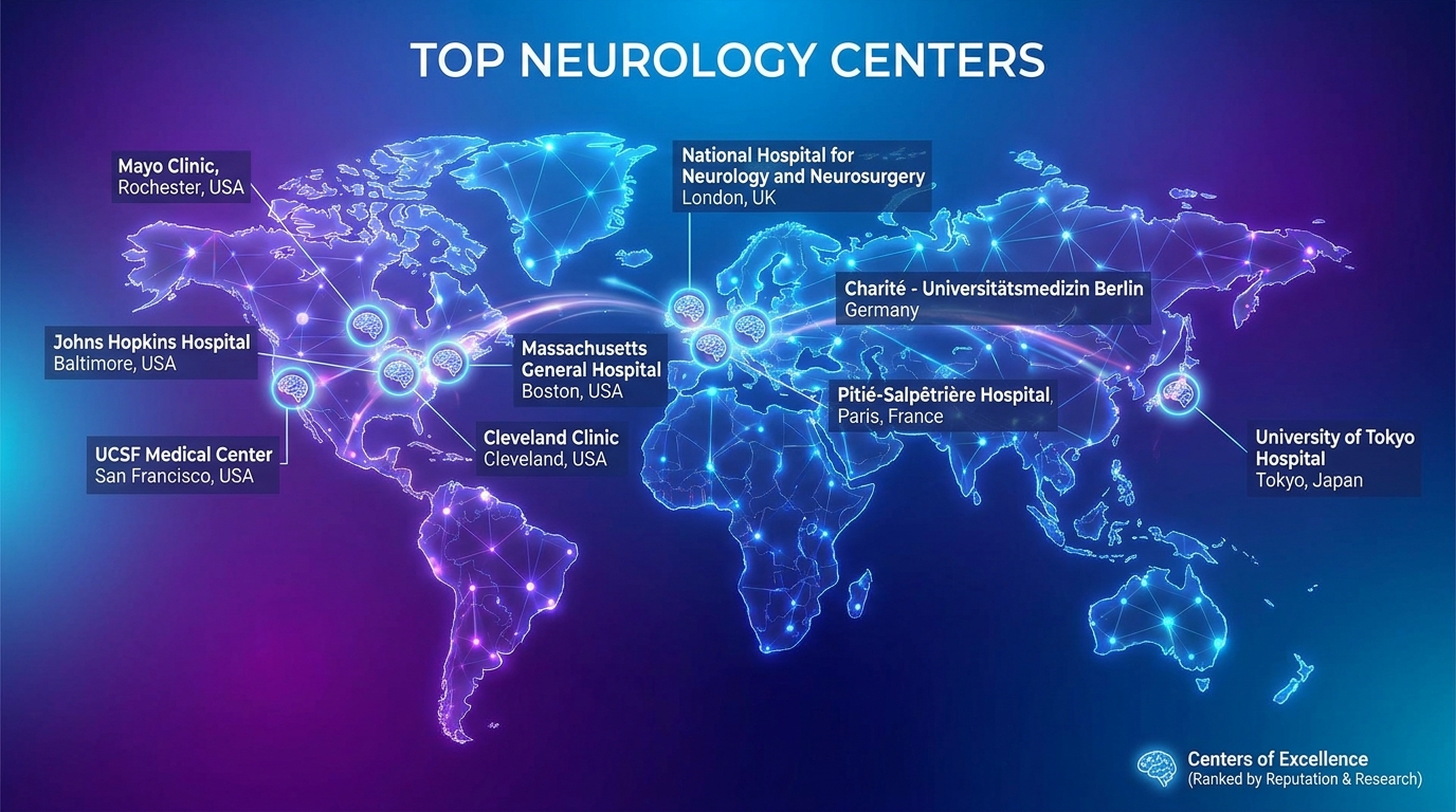 ** Visual map of top-rated neurology centers for medical tourism in Bangkok