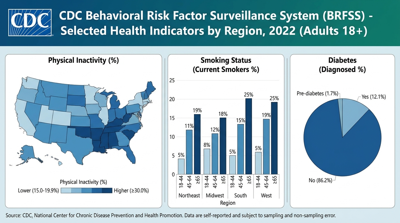 ** Statistical chart visualizing chronic disease rates in the United States based on CDC surveillance data