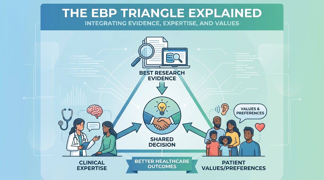 ** Infographic showing the Evidence-Based Practice triangle components
