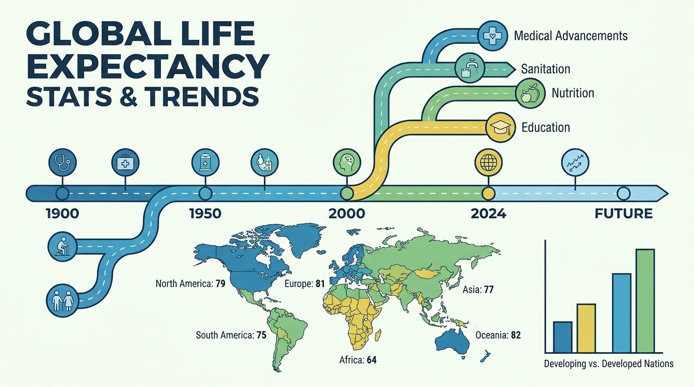 ** Data visualization showing modern life expectancy statistics for MS and Parkinson's patients