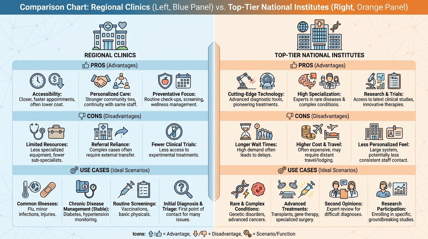** Comparison chart of neurology clinic tiers