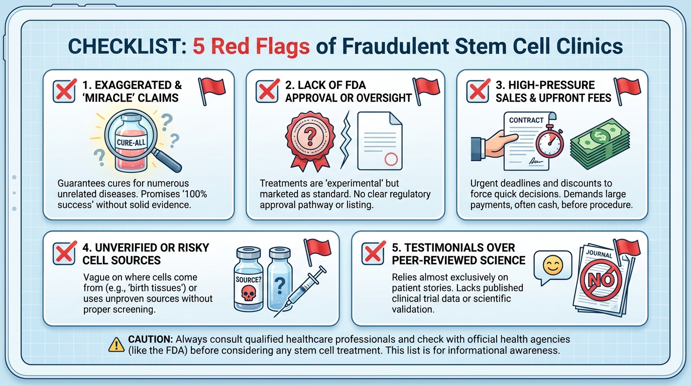 ** infographic showing red flags and risks of stem cell therapy