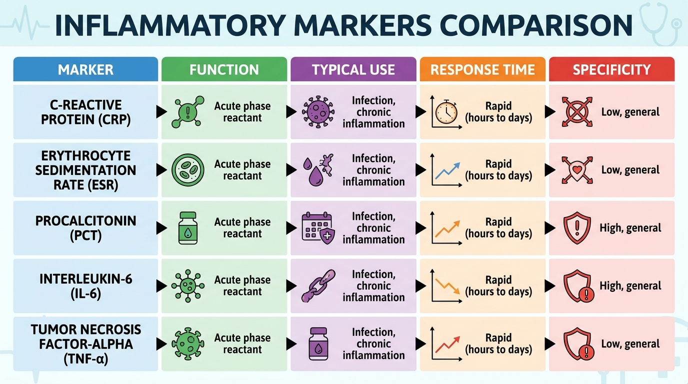 ** Comparison chart explaining the difference between CRP and ESR blood tests for inflammation measurement in autoimmune disease diagnosis