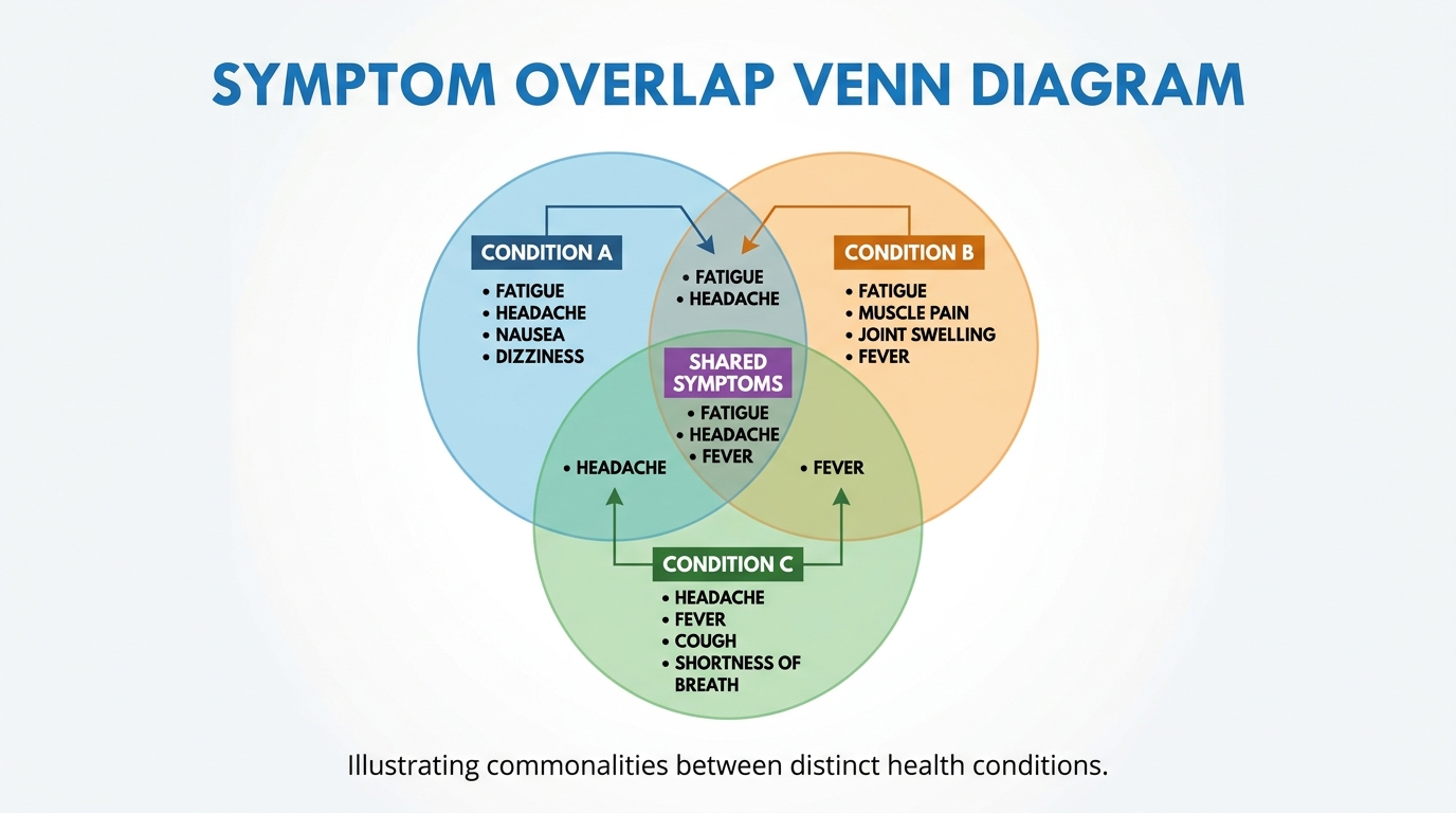 ** Venn diagram comparing RA