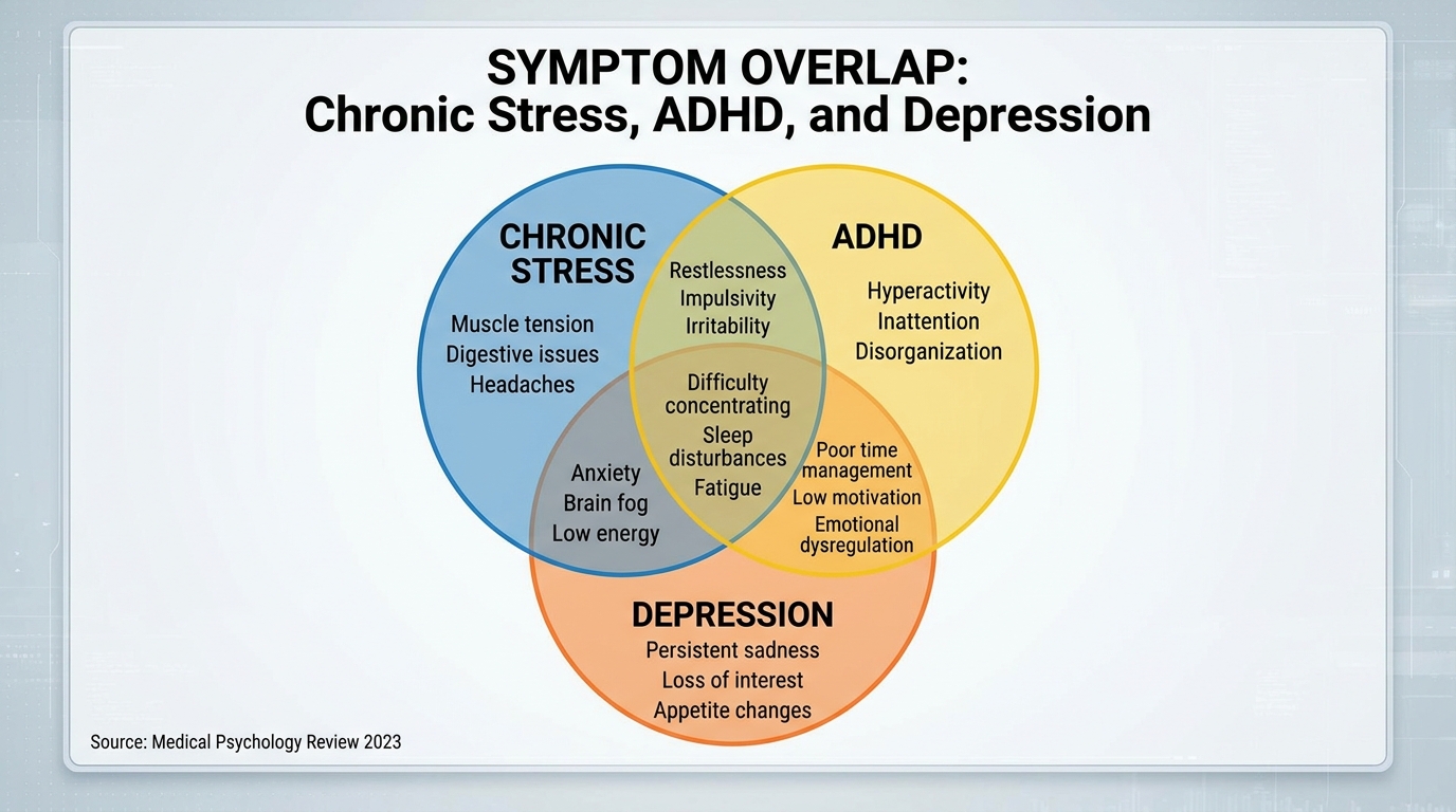 ** Venn Diagram illustrating the overlapping symptoms of chronic stress
