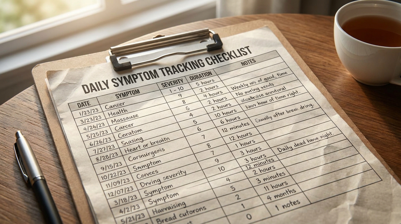 ** Patient symptom tracking checklist for seronegative arthritis diagnosis