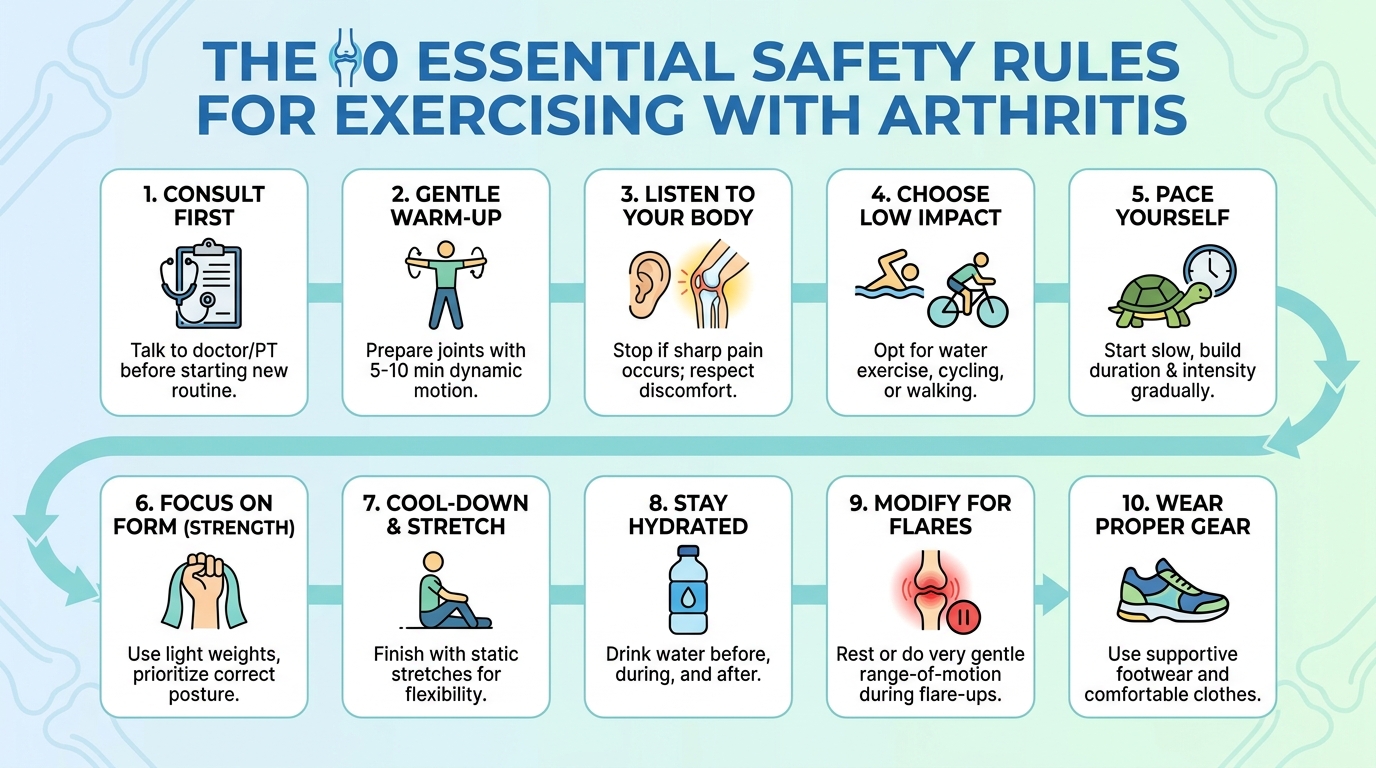 ** 10 safety precautions for physical activities with arthritis and neurological symptoms